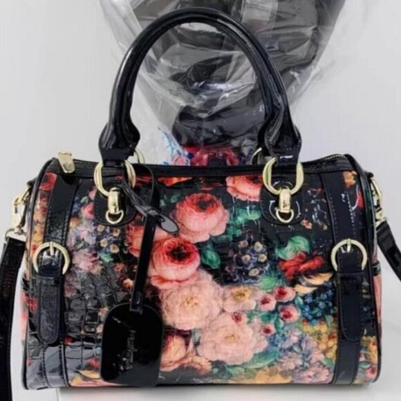 Handbags - 🆕Women Black Rose Genuine Leather Tote Handbag Clutch Purse Crossbody Bag